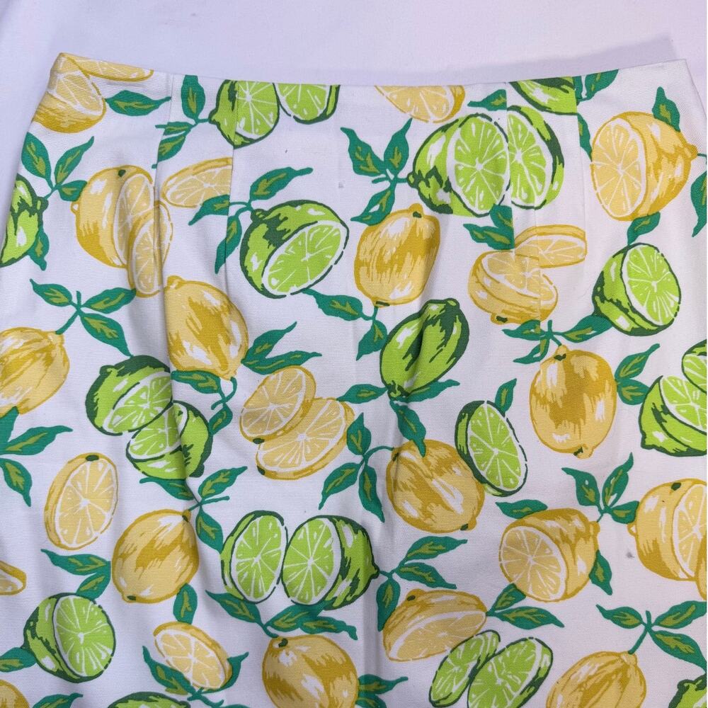 Talbots Lemon Lime Print A-Line Skirt Womens 6 NWT Cotton Stretch Summer Coastal - Picture 9 of 11